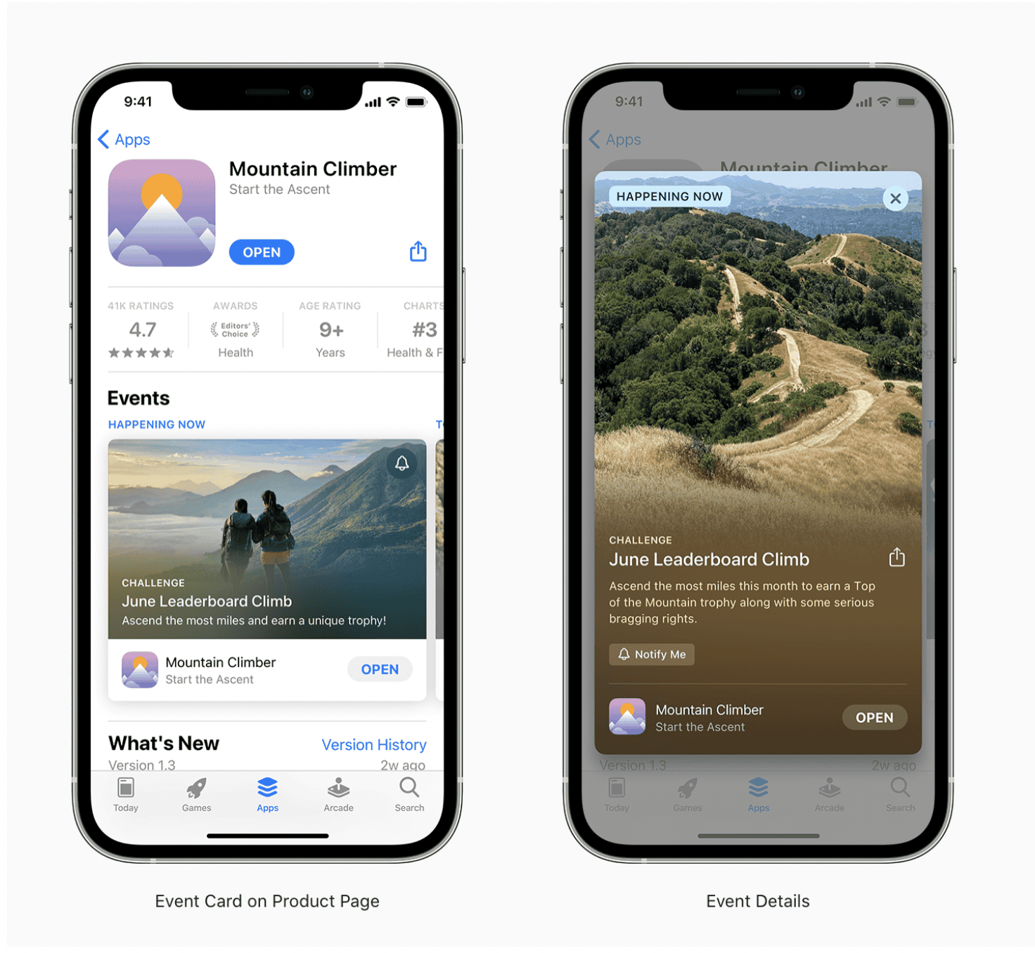 An example of promotional content in the Apple Store and Google Play